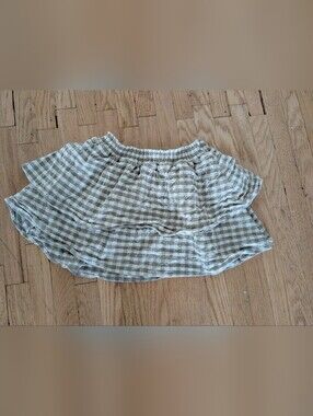 Girls' Rylee & Cru Gingham Tiered Skirt - Cream & Sage